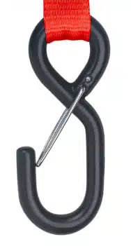 Sangle autoretractable 25 mm rouge, crochet "S" avec linguet