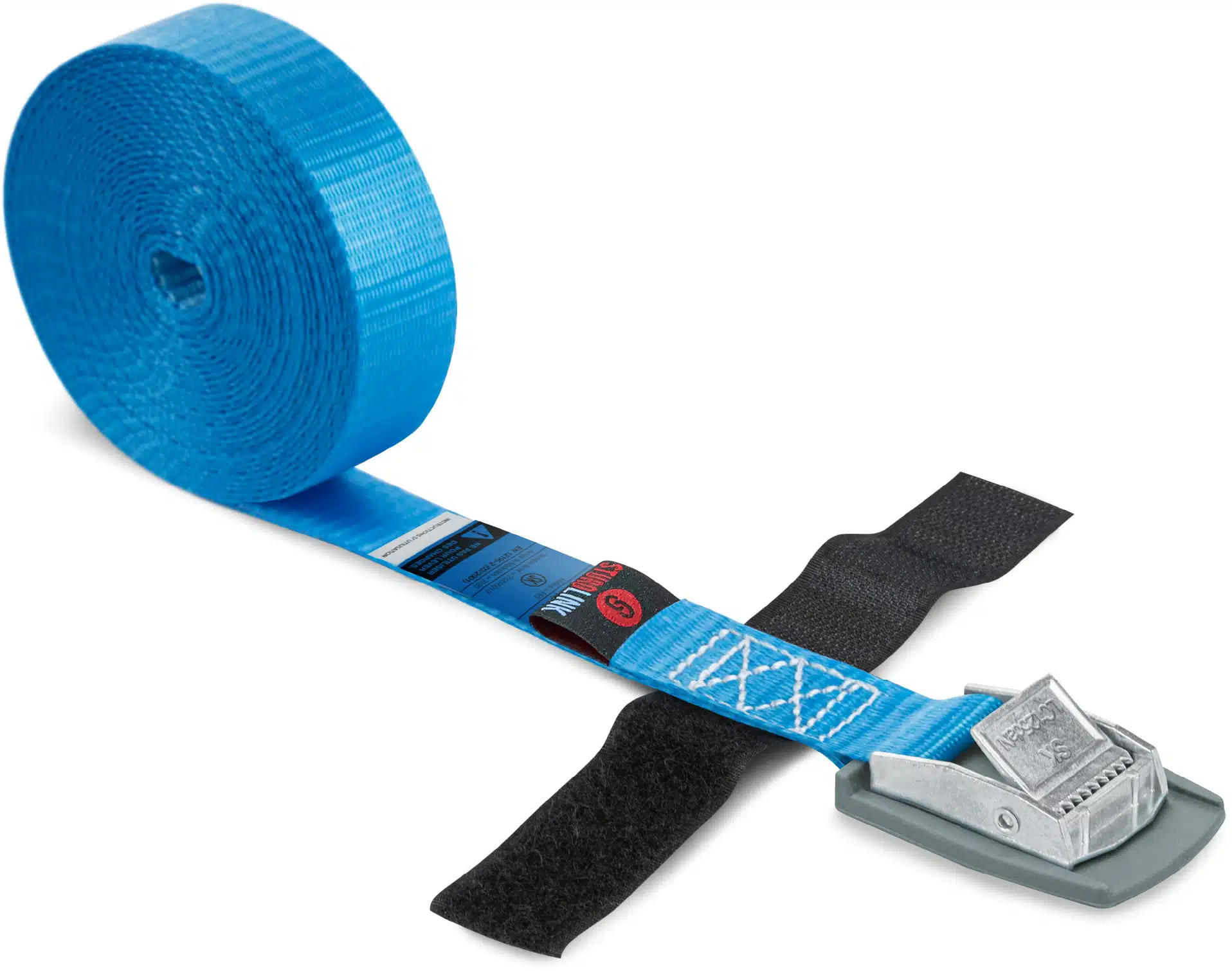 Sangle d'arrimage avec boucle à griffe bleu 25 mm