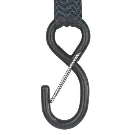 Sangle autoretractable 25 mm noir, crochet "S" avec linguet